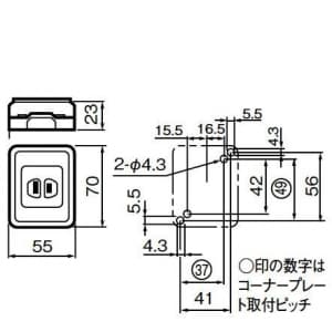 パナソニック 《リファインシリーズ》 露出コンセント 15A 125V 適用電線:φ1.6、φ2 《リファインシリーズ》 露出コンセント 15A 125V 適用電線:Φ1.6、Φ2 WKS111 画像2