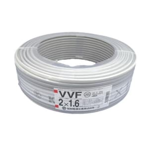 【販売終了】VVFケーブル 600Vビニル絶縁ビニルシースケーブル 平形 1.6mm 2心 100m 灰色 VVF1.6×2C×100m
