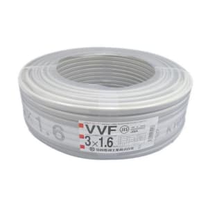 【販売終了】VVFケーブル 600Vビニル絶縁ビニルシースケーブル 平形 1.6mm 3心 100m 灰色 VVF1.6×3C×100m
