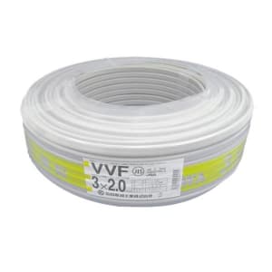 【販売終了】VVFケーブル 600Vビニル絶縁ビニルシースケーブル 平形 2.0mm 3心 100m 灰色 VVF2.0×3C×100m