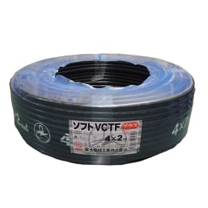 300V 耐熱ソフトビニルキャブタイヤ丸形コード 2.0㎟×4心×100m巻き 黒 ソフトVCTF2.0SQ×4C×100mクロ