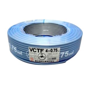 ビニルキャブタイヤ丸形コード 0.75㎟ 4心 100m巻 灰色 VCTF0.75SQ×4C×100mハイ