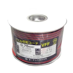 オーナンバ 【生産完了品】異色平形コード 0.75&#13215; 100m巻 赤/黒 VFF0.75SQ×100mアカ/クロ