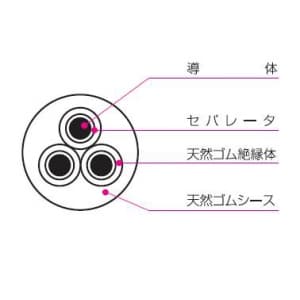 CT2.0SQ×2クロ×30m (三ツ星)｜1CT 1種天然ゴム絶縁天然ゴムキャブ