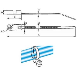 ヘラマンタイトン マウンティングタイ 耐候グレード 屋外用 黒 全長215mm 幅4.7mm 100本入 マウンティングタイ 耐候グレード 屋外用 黒 全長215mm 幅4.7mm 100本入 T50MR-W 画像2