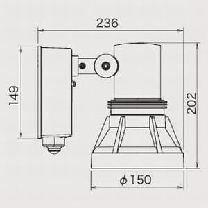 岩崎電気 【生産完了品】屋外スポットライト センサ・ガード付 防雨形 シルバー色 E26口金 100V専用器具 ランプ別売 屋外スポットライト センサ・ガード付 防雨形 シルバー色 E26口金 100V専用器具 ランプ別売 ESP18004/S 画像2