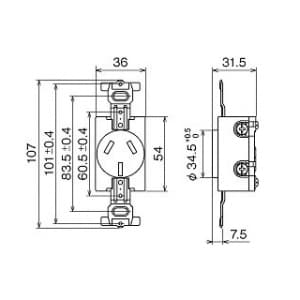 明工社 【受注生産品】3P 20A 埋込コンセント 20A 250V 白 3P 20A 埋込コンセント 20A 250V 白 MU2809WW 画像2