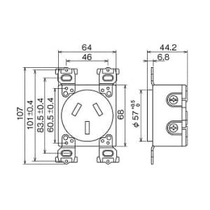 明工社 【受注生産品】3P 30A 埋込コンセント 30A 250V 白 3P 30A 埋込コンセント 30A 250V 白 MU2814WW 画像2