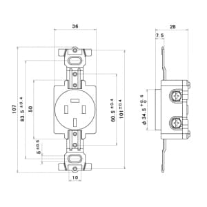 明工社 【受注生産品】接地 3P 15A 埋込コンセント 15A 250V 白 接地 3P 15A 埋込コンセント 15A 250V 白 MU2818WW 画像2