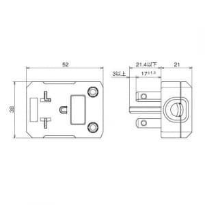 明工社 【販売終了】20A 250V 接地 L形プラグ 平形コード用  ME7018T1 画像2