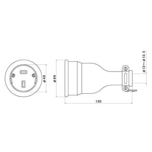 明工社 2P 20A 防水コネクターボデー 20A 250V 2P 20A 防水コネクターボデー 20A 250V MC2609 画像2