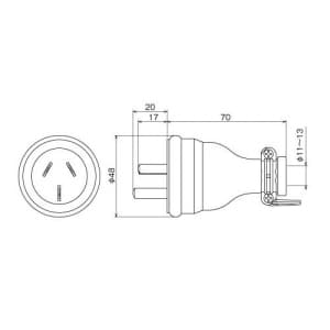 明工社 3P 15A 防水プラグ 15A 250V 3P 15A 防水プラグ 15A 250V MP2519-N 画像2