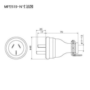 明工社 3P 15A 防水コネクター(組) 15A 250V 3P 15A 防水コネクター(組) 15A 250V MK5614-N 画像2