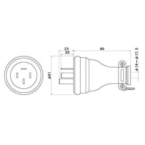 明工社 接地 3P 20A 防水プラグ 20A 250V セフティーワッシャ付 接地 3P 20A 防水プラグ 20A 250V セフティーワッシャ付 MP2520 画像2