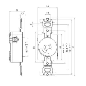 明工社 2P 15A 引掛埋込コンセント 15A 125V 黒 2P 15A 引掛埋込コンセント 15A 125V 黒 MH2871 画像2