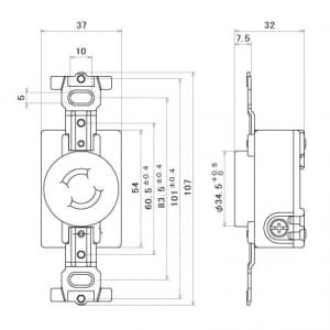 明工社 【受注生産品】2P 20A 引掛埋込コンセント 20A 250V 白 【受注生産品】2P 20A 引掛埋込コンセント 20A 250V 白 MH2874W 画像2