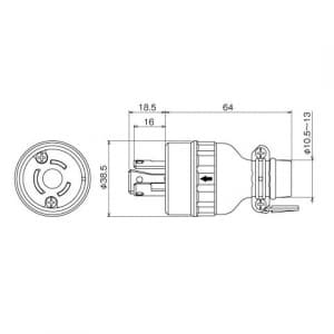 明工社 接地2P 15A 引掛ゴムプラグ 防水兼用 15A 125V 接地2P 15A 引掛ゴムプラグ 防水兼用 15A 125V MH2589 画像2