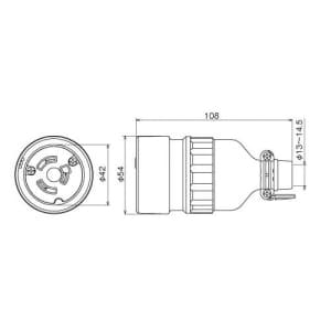 明工社 3P 20A 引掛防水コネクターボデー 20A 250V 3P 20A 引掛防水コネクターボデー 20A 250V MH2633 画像2