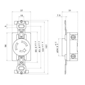 明工社 3P 20A 引掛埋込コンセント 20A 250V 黒 3P 20A 引掛埋込コンセント 20A 250V 黒 MH2875 画像2