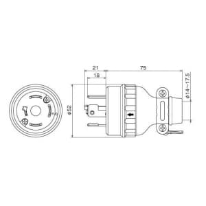 明工社 接地3P 20A 引掛ゴムプラグ 防水兼用 20A 250V 接地3P 20A 引掛ゴムプラグ 防水兼用 20A 250V MH2584 画像2