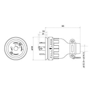 明工社 接地3P 20A 引掛ゴムプラグ B形 20A 250V 接地3P 20A 引掛ゴムプラグ B形 20A 250V MH2598 画像2