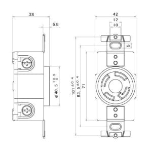 明工社 【受注生産品】接地3P 30A 引掛埋込コンセント 30A 250V 白 L15-30R準拠 【受注生産品】接地3P 30A 引掛埋込コンセント 30A 250V 白 L15-30R準拠 MH2879W 画像2