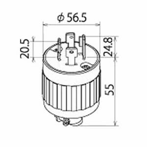 明工社 接地3P 30A 引掛プラグ L15-30P 30A 250V 接地3P 30A 引掛プラグ L15-30P 30A 250V MH2587 画像2