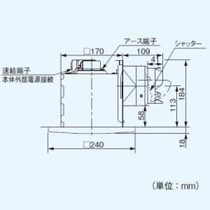 パナソニック 天井埋込形換気扇 排気・強-弱 低騒音形 鋼板製本体 ルーバー別売タイプ 埋込寸法:177mm角 適用パイプ径:φ100mm 天井埋込形換気扇 排気・強-弱 低騒音形 鋼板製本体 ルーバー別売タイプ 埋込寸法:177mm角 適用パイプ径:φ100mm FY-17B7V 画像2