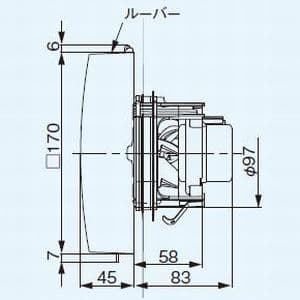 パナソニック 【生産完了品】パイプファン 排気 ターボファン 壁取付形 角形ルーバー 引き紐スイッチ付 適用パイプ径:φ100mm コード、プラグ付 パイプファン 排気 ターボファン 壁取付形 角形ルーバー 引き紐スイッチ付 適用パイプ径:φ100mm コード、プラグ付 FY-08PTW8 画像3