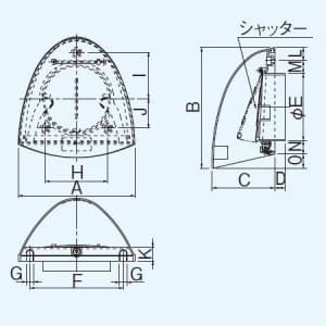 パナソニック パイプファン 深形パイプフード 薄壁用 樹脂製 風圧式シャッター付 φ150用 パイプファン 深形パイプフード 薄壁用 樹脂製 風圧式シャッター付 φ150用 FY-MKP06 画像2