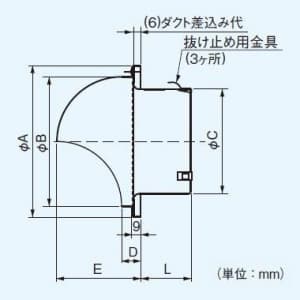 パナソニック 丸形パイプフード ステンレス製 防虫網付 φ75用 丸形パイプフード ステンレス製 防虫網付 φ75用 FY-MNX031 画像3