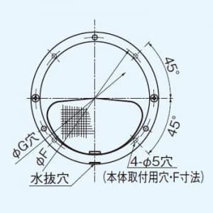 パナソニック 丸形パイプフード アルミ製 防虫網付 防火ダンパー付 温度ヒューズ72℃ φ150用 丸形パイプフード アルミ製 防虫網付 防火ダンパー付 温度ヒューズ72℃ φ150用 FY-MNAA062 画像2