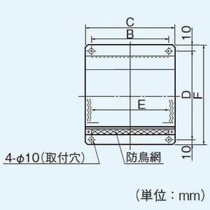 FY-06HB2BL (パナソニック)｜パイプフード 防火壁取付用 防鳥網付 防火