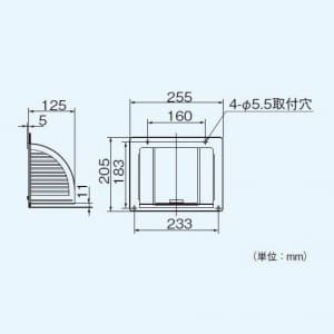 パナソニック 屋根裏・床下換気・サニタリー用換気扇 専用部材 屋外フード 樹脂製 適用機種:FY-10U3 屋根裏・床下換気・サニタリー用換気扇 専用部材 屋外フード 樹脂製 適用機種:FY-10U3 FY-HS18 画像2