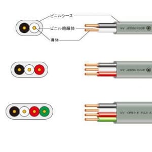 【新品】電線 配線 VVFケーブル 2×2.0mm 100m巻 黒白 2芯 灰色