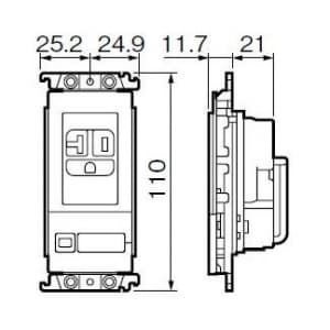 パナソニック エアコン用埋込スイッチ付コンセント 100V用 15A・20A兼用接地コンセント、「入」「切」表示スイッチB 20A ベージュ エアコン用埋込スイッチ付コンセント 100V用 15A・20A兼用接地コンセント、「入」「切」表示スイッチB 20A ベージュ WTF19217F 画像2