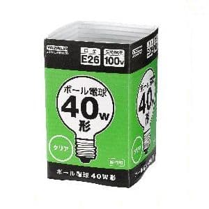 ヤザワ ボール電球 100V 40W形 E26口金 直径70mm クリア ボール電球 100V 40W形 E26口金 直径70mm クリア GC100V38W70 画像2