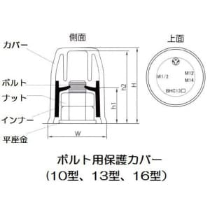 マサル工業 【ケース販売特価 100個セット】ボルト用保護カバー 13型 グレー 【ケース販売特価 100個セット】ボルト用保護カバー 13型 グレー BHC131_set 画像4