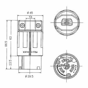 アメリカン電機 コードコネクタボディ 引掛形 20A 接地形2P 250V 黒 コードコネクタボディ 引掛形 20A 接地形2P 250V 黒 3224N-L6 画像2