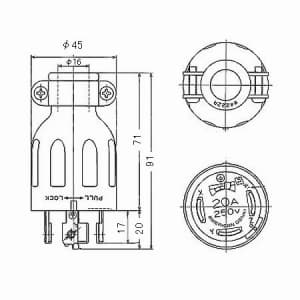 アメリカン電機 【限定特価】コードコネクタボディ 引掛形 20A 接地形3P 250V 黒 コードコネクタボディ 引掛形 20A 接地形3P 250V 黒 4224R 画像2