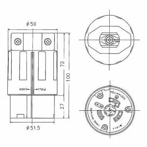 アメリカン電機 コードコネクタボディ 引掛形 30A 接地形2P 250V 黒 コードコネクタボディ 引掛形 30A 接地形2P 250V 黒 3324N-L6 画像2