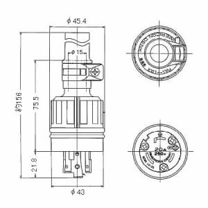 アメリカン電機 【限定特価】防水形プラグ 引掛形 20A 接地形2P 250V 黒 3222RW-L6