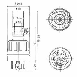 アメリカン電機 【限定特価】防水形プラグ 引掛形 20A 接地形3P 250V 黒 防水形プラグ 引掛形 20A 接地形3P 250V 黒 4222RW 画像2