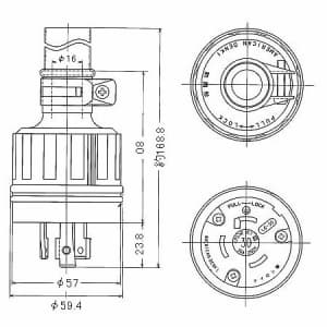 アメリカン電機 防水形プラグ 引掛形 30A 接地形2P 250V 黒 3322RW-L6