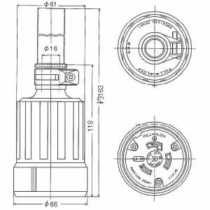 アメリカン電機 防水形コードコネクタボディ 引掛形 30A 接地形2P 250V 黒 3324RW-L6