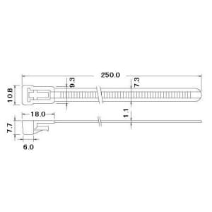 エスケイ工機 SKリリースタイ 再使用可能 標準グレード 全長250mm 幅7.3mm 100本入 SKリリースタイ 再使用可能 標準グレード 全長250mm 幅7.3mm 100本入 RS-250HC 画像2