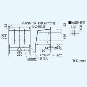 三菱 ウェザーカバー ステンレス製 金網付 ウェザーカバー ステンレス製 金網付 P-10CVS 画像2