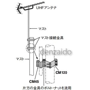 マスプロ マスト接続金具 適合マスト径:90〜125mm マスト接続金具 適合マスト径:90〜125mm CM120 画像2