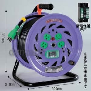 【生産完了品】100V 一般型ドラム アース付/アース・漏電保護専用 15mA感度緑 接地 2P 15A 125V コンセント数:4 長さ30m  2CT2.0×3 NF-EB34CT