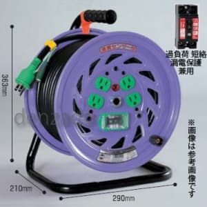 100V 一般型ドラム アース・過負荷漏電保護兼用型 20A/15mA感度赤 接地 2P 15A 125V コンセント数:4 長さ30m  SVCT3.5×3 アースチェックランプ付 ND-EK34F